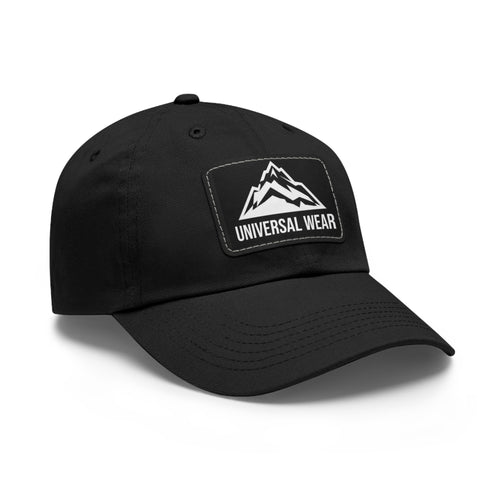 Universal Wear Leather Patch Hat — Mountain Logo Baseball Cap