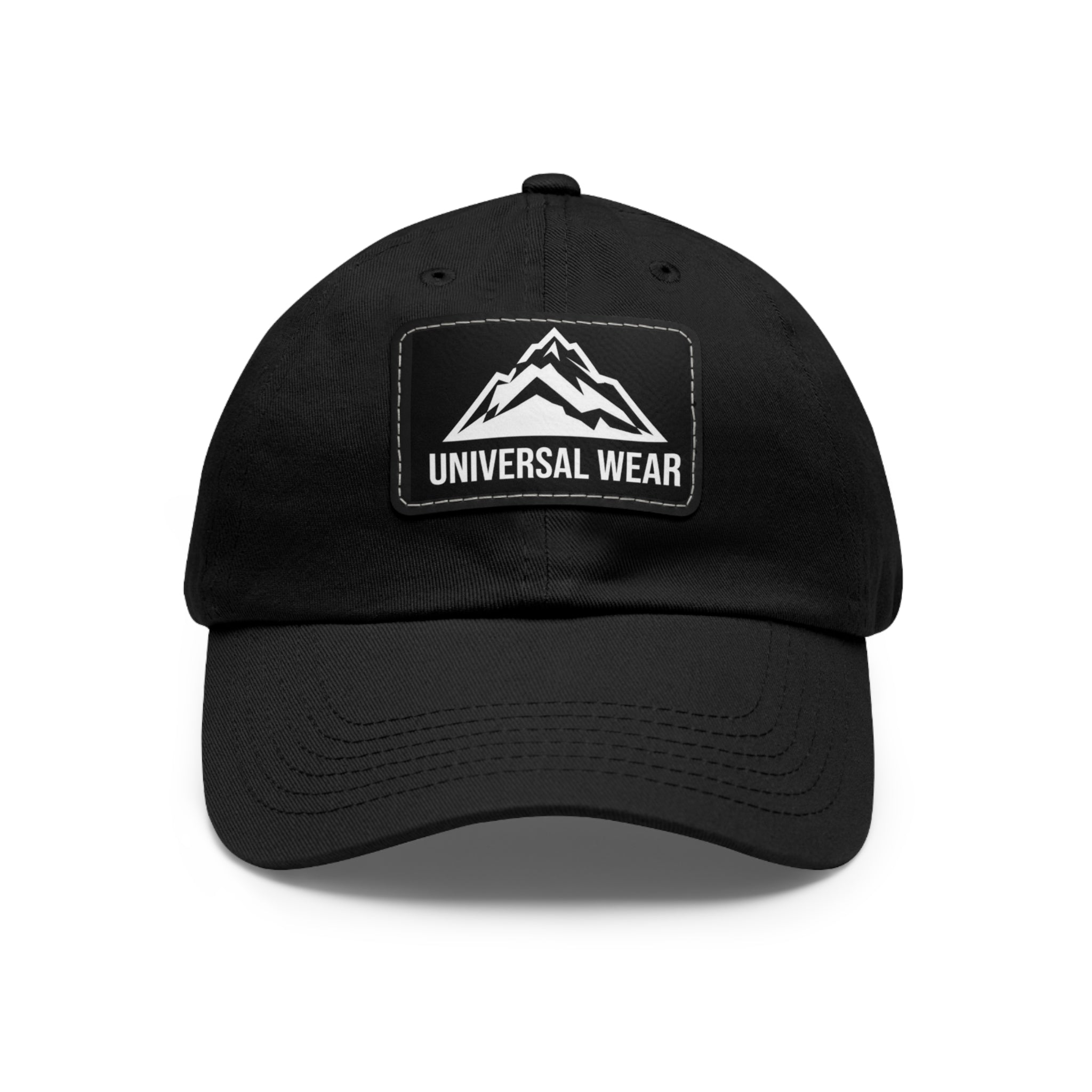 Universal Wear Leather Patch Hat — Mountain Logo Baseball Cap